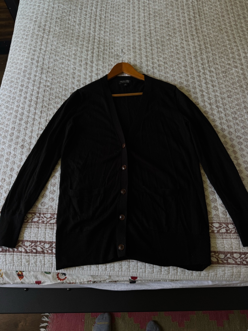 Banana Republic Black Lightweight Men's Button Cardigan